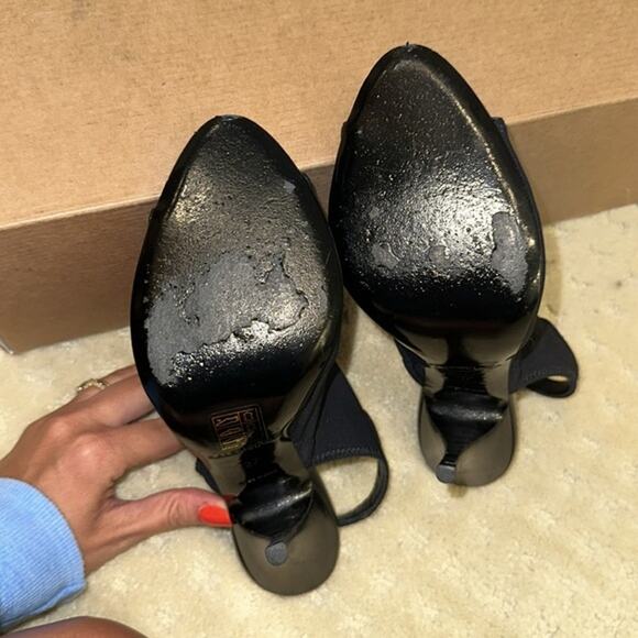 BALENCIAGA Black Sock Open Toe Mule Heels - Picture 6 of 8